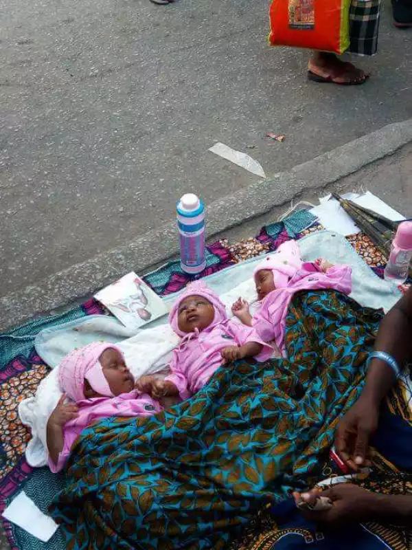 Woman Who Gave Birth To Triplets Resorts To Begging In Port-Harcourt. Photos